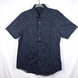 Bugatchi Comfort Stretch Abstract Print Short Sleeve Button‎ Up Shirt Men Small?
